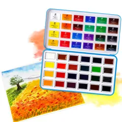 水彩画【風景】山下清肉筆落款印譜在木枠額装ガラス無模写