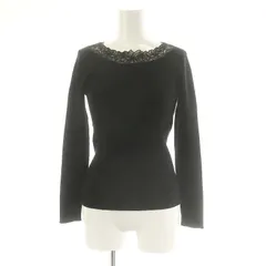 プロポーション ボディドレッシング PROPORTION BODY DRESSING ニット カットソー 長袖 花刺繍 リブ S 黒 ブラック /DO ■OS