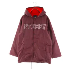 STUSSY (ステューシー) ロゴ刺繍 ナイロンフーデットジャケット コーチジャケット ボルドーのサムネイル