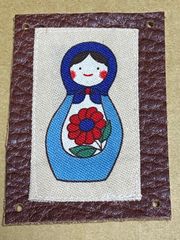 ハンドメイド＊本革タグ＊マトリョーシカ(ブルー)