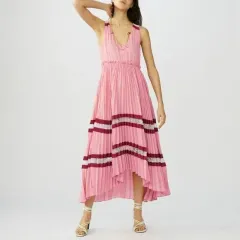 maje マージュ パリ発 プリーツサテンマキシワンピース ドレス ロング丈 マージュ maje パリ発 ロングワンピース サテンマキシドレス プリーツ