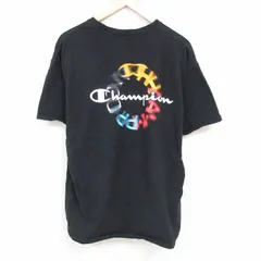 XL/古着 チャンピオン Champion 半袖 ブランド Tシャツ メンズ ワンポイントロゴ クルーネック 黒 ブラック 24may20 中古