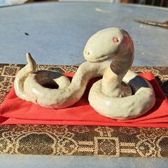 【立春巳年縁起物】白蛇さま　陶器・陶人形