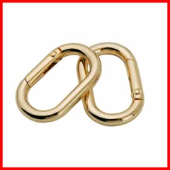 2個セット 長円形カラビナ/楕円カラビナ/オーバルカラビナ フック/リングフック キーホルダー/アクセサリーパーツ (23mm ゴールド)
