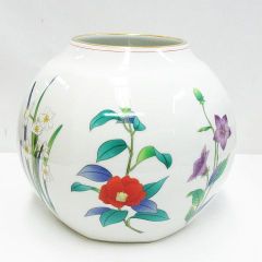 香蘭社 有田焼 金彩 八角花瓶 茶席の花 絵変わり 花瓶 壺 Z005-0507①