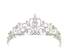 プリンセスティアラ 結婚式 ウェディング Peach] アクセサリー 王冠 パール ラインストーン [Harmony 花嫁 パーティー ブライダル（シルバー）