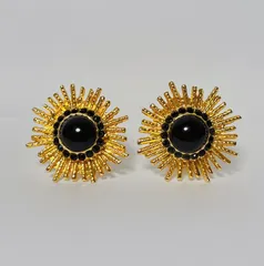 Gianni Versace ジャンニ ヴェルサーチ ラインストーン イヤリング メッキ GP 美品 ota36001r40302