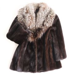 毛並み美品●CANADA Majestic GROSVENOR MINK FOX ミンク×フォックス切り替え 本毛皮ショートコート ジャケット ホワイト×ダークブラウン
