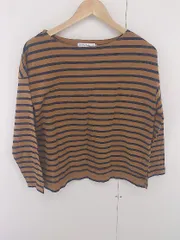 ◇ SEVENDAYS=SUNDAY ボーダー ボートネック 長袖 Tシャツ カットソー サイズM ブラウン ネイビー系 レディース P  【1305060005477】