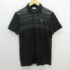 C■日本製■ラコステ/LACSTE  DH404C ボーダー柄 半袖ポロシャツ/ゴルフシャツ【3】黒/MENS■109【中古】