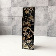 Kano ぎやまん 花瓶 花器 角型 長方形 黒 ブラック 金 ゴールド 銀 シルバー 梅柄 織物柄 高級感 和風 モダン