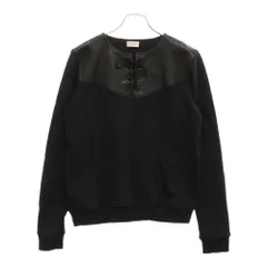 SAINT LAURENT PARIS (サンローランパリ) 14SS エディ期 レザー切り替えクルーネック スウェットトレーナー 378406 ブラックのサムネイル