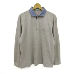 クロコダイル ポロシャツ トップス 長袖 ゴルフウエア 大きいサイズ メンズ LLサイズ グレー×青 CROCODILE 【中古】