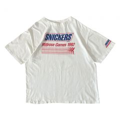 レア 90s 90年代 USA製 アメリカ製 XL adidas アディダス × snickers スニッカーズ ヴィンテージ Ｔシャツ 1992年 オリンピック 陸上 スポンサーロゴ 企業ロゴ 企業 白 赤 青