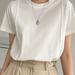 ラウンドネック きれいめカジュアル リブtシャツ カジュアルカットソー 無地トップス ブラックトップス レディース ザラ 韓国   着やせ 結婚式お呼ばれ 半袖Tシャツ zara emoda agoist milaowen