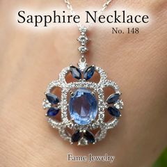 [新品✨天然サファイア(Sapphire)　ネックレス]　PT900(プラチナ)ペンダント　天然ダイヤモンド使用　おしゃれ　カラーストーン　プレゼント　日本製　ブルーサファイア　ファッションジュエリー