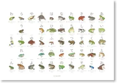 nicograph カエルのあいうえお 蛙のひらがな表 マグネットハンガー付き A3サイズ 50音表 こだわりあいうえお 図鑑 かえる ミヤコヒキガエル イエアメガエル ソバージュネコメガエル カエル博士 カエル好き アマガエル(白,  A3)のサムネイル