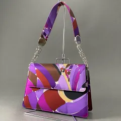 78f8 《美品》　Emilio Pucci エミリオプッチ ワンショルダーバッグ パープル プリント パーティ セレモニー チェーン カバンのサムネイル