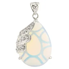 【人気商品】[Ninyeke] クリスタル ペンダント ネックレス ドロップ ダイヤモンド 天使の翼 (オパール)