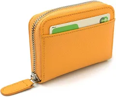 FRIGUS カードケース メンズ レディース 磁気防止 クレジットカードケース 本革 財布 スキミング防止 カード入れ 大容量 レザー じゃばら( イエロー)