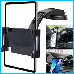 【特価商品】Elnicec 車載 吸盤式 タブレットホルダー 【2023年最新改良型】スマホホルダー 車 ダッシュボード用 超強力粘着ゲル+真空吸盤 360度回転 自由調節 伸縮アーム 取り付け簡単 5.5～11インチ全機種対応 日本語説明書付き