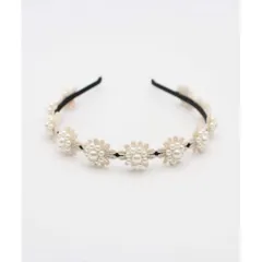 ☆ ベージュ ☆ フリー ☆ エリザベスカチューシャ Rora カチューシャ レース パール 48222102 髪飾り ヘッドドレス 子供 女の子 フォーマル 可愛い おしゃれ 発表会 入園式 卒園式 入学式 子ども用アクセサリー ヘアアレンジ