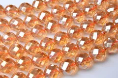 8mm 水晶アンバーオーラ（ライト） 64面カット １連（約38cm） パワーストーン 天然石 _R1603-8