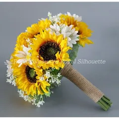 ブーケ ウェディング ブライダルブーケ 向日葵 ひまわり 花嫁 ホワイト 白 造花 結婚式 前撮り 豪華 花束 ガーリー 可愛い フラワー お洒落 二次会 披露宴 海外挙式 ウェディングブーケ