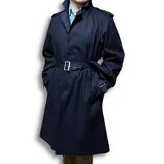 l'impermeabile ( リンペルメアビレ ) ロング トレンチコート ネイビー 撥水加工 ギャバジン シングル前 アンブレラヨーク 春秋 イタリア製
