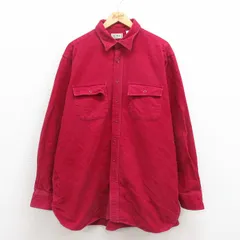 XL/古着 エルエルビーン LLBEAN 長袖 ヘビー フランネル シャツ メンズ 90s 大きいサイズ ロング丈 コットン エンジ 25sep04 中古 トップス