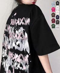  ロングtシャツ ビッグシルエットTシャツ チュニックtシャツ 英字tシャツ韓国風 着やせtシャツ夏服