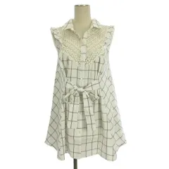 アクシーズファム axes femme ノースリーブ チュニック ブラウス シャツ チェック ホワイト M 250905E