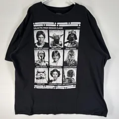 古着 スターウォーズ STARWARS 半袖Tシャツ 大判 ラバープリント 大きいサイズ キャラクター XL  ブラック メンズ