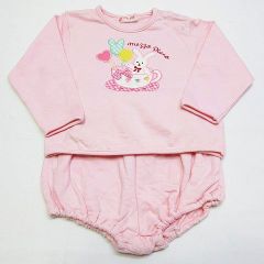 mezzo piano メゾピアノ ベビー服 セットアップ 上下セット 90cm 女の子 トップス パンツ ウサギ ピンク 子供服 保管品 D183Z