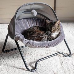 キャットハンモック 猫 ハンモック キャット ドーム型 猫ベッド 洗える キャットベッド おしゃれ かわいい ペットベッド ふわふわ ベッド ねこ オールシーズン アイボリー グレー CHM-R1