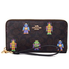 コーチ 長財布 COACH コーティングキャンバス レザー シグネチャー ロボット リストレット ロング ジップ アラウンド 長財布 ウォルナットマルチ CW484