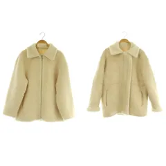 B&Y ユナイテッドアローズ BEAUTY&YOUTH ビューティー&ユース ボア×フェイクムートン リバーシブルブルゾン ジップアップ S アイボリー /MY ■OS 