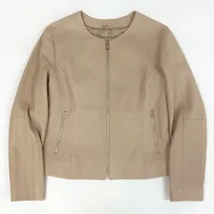 3g2 《美品》 ANAYI アナイ シングルライダース ライダースジャケット レザージャケット ノーカラー 102227-10-060 サイズ38 ピンク 羊革 レディース 女性用のサムネイル