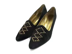 YVESSAINTLAURENT イヴサンローラン スエード スタッズ ヒール パンプス サイズ 35 1/2 (約22.5cm) 靴 シューズ ブラック系 DK4660