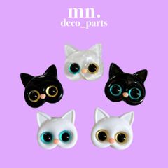 【1つ30円】各3点★デコレーションパーツ　黒白ねこ　キラキラ