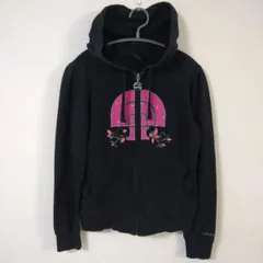 希少柄　ノースフェイス　THENORTHFACE　フルジップアップパーカー　レディースM　黒色　オール刺繍