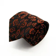 タカキュー ブランド ネクタイ 総柄 ペイズリー シルク PO メンズ ブラック TAKA Q 【中古】