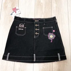 【新品タグ付】Sixteeners girl デニムスカート ブラック 黒 160cm 刺繍 Y2K グランジ ギャル 00s 平成 女児