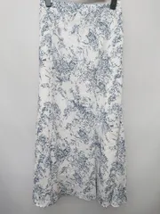 ◇ ⊂ INGNI イング 総柄 ハイウエスト ロング フレア スカート サイズF ホワイト ネイビー系 レディース P  【1409090049927】