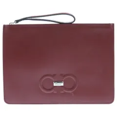 Salvatore Ferragamo (サルヴァトーレ フェラガモ) ダブルガンチーニ クラッチバッグ セカンドバッグ ボルドーのサムネイル
