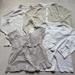 【まとめ売り】GLACIER グラシア ハニーズ 4点セット レディース Mサイズ ノーカラー ボタン レース フリル 大人 きれいめ ガーリー オフィス