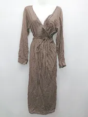 ◇ CANAL JEAN RED CHOP WORKS カシュクール 長袖 ロング ワンピース サイズ38 ブラウン レディース P  【1407260014331】