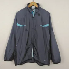 90s adidas アディダス ナイロンジャケット ジップアップ 刺繍ロゴ グレー Mサイズ メンズ 古着 スポーツMIX テック系 Y2K