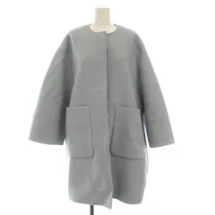 yori ヨリ ウール ノーカラー コート ライトブルー ヨリ yori 22AW ウール ノーカラーコート ロング アウター F