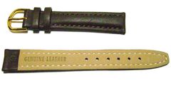 時計の本皮ベルト　こげ茶色　バックルの色：金　幅16ｍｍ
